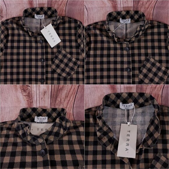 NWT Terra SJ Apparel Womens Size Small Taupe Button Front Shirt Tunic Top $113 - Picture 7 of 13